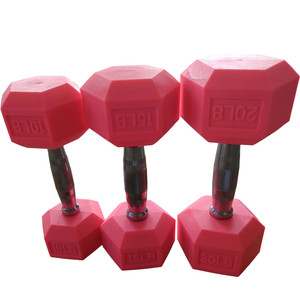 Haltères hexagonaux en caoutchouc rose sans odeur, nouveau design - Product Image 3