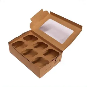 Caja de pastel Bento Biodegradable, transparente, personalizable, con ventana transparente