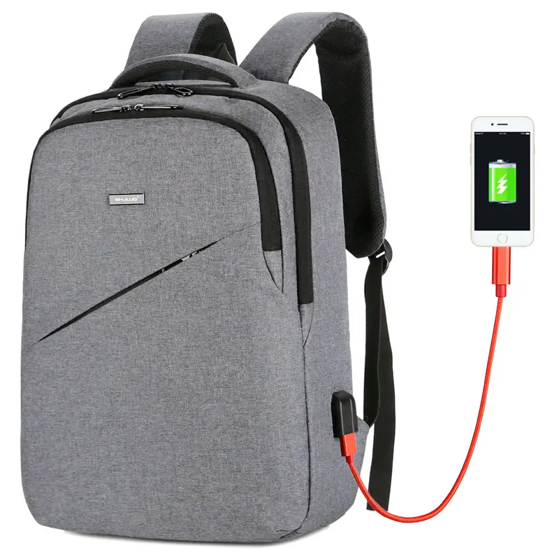 Guangzhou Toptan marka adı özel logolar su geçirmez laptop sırt çantası USB şarjlı port