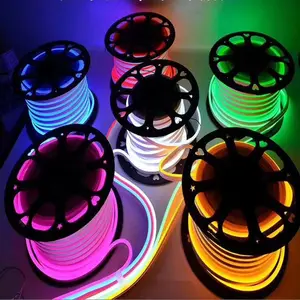 Faixa de led neon tamanho ultrafino, dc12v 5mm 6mm 8mm 5m 50m 100m, de silicone, lateral, para sinal