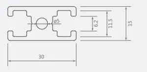 China gold supplier aluminium extrusion profile from manufactory1530 t slot rail system profile for material shuttles