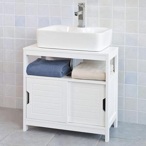 <span class=keywords><strong>Meuble</strong></span> de salle de bain <span class=keywords><strong>sous</strong></span> évier blanc avec étagère et vanités de salle de bain à double <span class=keywords><strong>porte</strong></span> <span class=keywords><strong>coulissante</strong></span> en bois - Product Image 1
