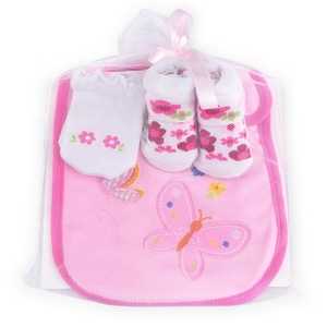 <span class=keywords><strong>Amazon</strong></span> Vente Chaude De Haute Qualité 100% Coton Bavoir Bébé Mitaines Et Chaussettes Ensemble - Product Image 1