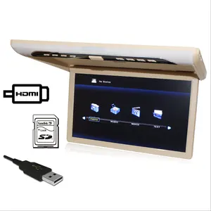 Hot 19 inch MP5 big screen flip down roof mount monitor with usb sd card car ceiling monitor