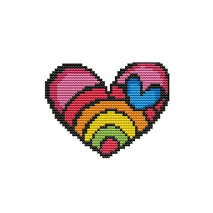 NKF arcobaleno con ricamo <span class=keywords><strong>a</strong></span> forma di cuore <span class=keywords><strong>a</strong></span> <span class=keywords><strong>punto</strong></span> <span class=keywords><strong>croce</strong></span> per kit da ricamo con cuciture <span class=keywords><strong>a</strong></span> <span class=keywords><strong>croce</strong></span> - Product Image 1