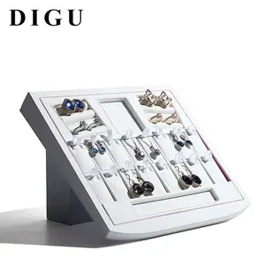 DIGU PU Leders chmuck Display Tablett Aufbewahrung Display Requisiten Ring Ohrring Halskette Einsätze weiße Kombination Display Tablett