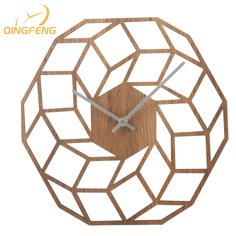 Stylish arts wooden crafts creative hollow larse out mdf modern wall clock for home office decoration