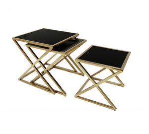 Stile moderno 3 pezzi Telaio In Acciaio Inox piano in vetro temperato tavolo D'<span class=keywords><strong>angolo</strong></span> tavolino Letto tavolino - Product Image 3