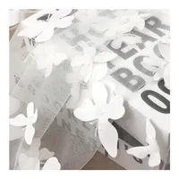 Profissionais da moda por atacado novo 3D borboleta branca transparente tecido de malha duro