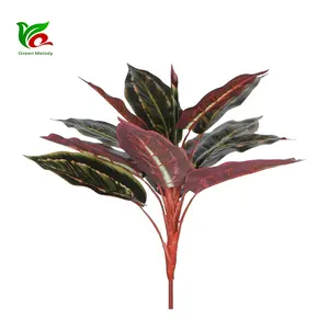 Artificial Ornamental Plants Eco-Friendly Artificial Plant Leaf Indoor Decoration Plastic Leaves Stem Home And Wall Artificial Leaves Bundle