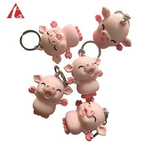 en caoutchouc mode mini promotionnel <span class=keywords><strong>dessin</strong></span> animé cochon jouets porte-clés logo personnalisé cochon porte-clés cochon - Product Image 1