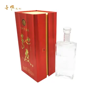 Luxury Noble Cardboard Paper Gift Silk Insert Box for Wine Liquor Alcohol Spirits Guzzle Glass Bottle Carrier Packaging