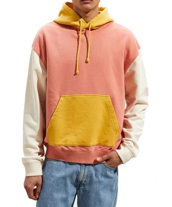 High Quality Custom Fleece Blank Mens Colorblock Sweatshirts Pullover Hoodie