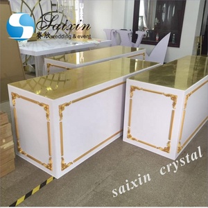 Hermosa mesa nupcial blanca rectangular <span class=keywords><strong>para</strong></span> boda con <span class=keywords><strong>detalles</strong></span> dorados - Product Image 3