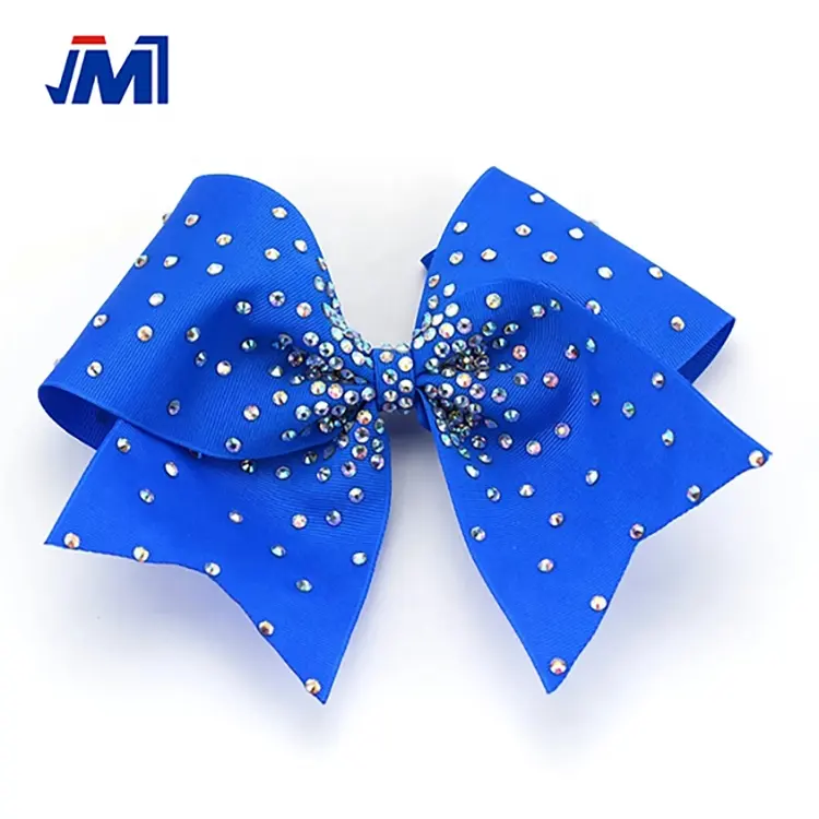 Cobalt Rhinestone cheer bows wholesale