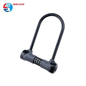 Vente en gros d'accessoires de serrure <span class=keywords><strong>à</strong></span> combinaison de vélo de type <span class=keywords><strong>U</strong></span>-4 chiffres, ABS/acier, <span class=keywords><strong>antivol</strong></span> de cycle pour VTT/vélos de route - Product Image 2