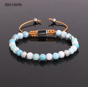 Noleggiando gioielli di nuovo Design di alta qualità perle di pietre preziose naturali Custom inciso Logo CZ palla macramè <span class=keywords><strong>bracciale</strong></span> per le donne - Product Image 4