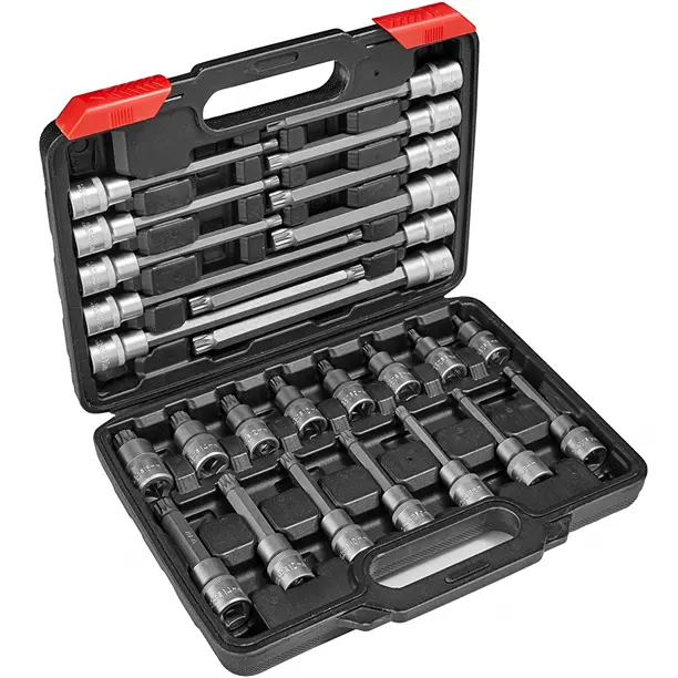 26pc 1/2 Spline Bit Socket Set Personalizado Cr-v Caixa de Ferramentas tipo M Chave De Fenda Bit Soquete Set Kit