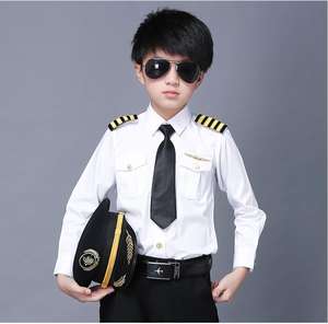 Camisa de Uniforme de Piloto de Aerolínea Unisex para Niños con Detección de Agujas, Material de Poliéster/Algodón - Product Image 1
