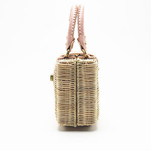 Sac à main pour femme en paille tressée pour les vacances d'été, article mixte en cuir PU, boîte de rangement en rotin faite à la main pour femmes - Product Image 3