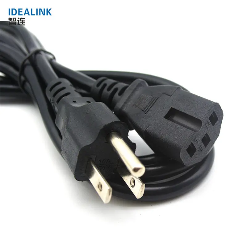 High Quality AC 220V Computer US Cable Cord 1M 1.5M 2M USA 3 Pin Power Cord