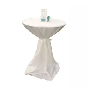 Weiße Hochzeit Cocktail Tischdecke Polyester High Bar Tischdecke Scuba Bistro Tischdecke mit Gürtel für Hochzeiten