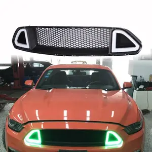 Grill Depan untuk Ford Mustang, Aksesori Mobil Grill Depan Lampu LED