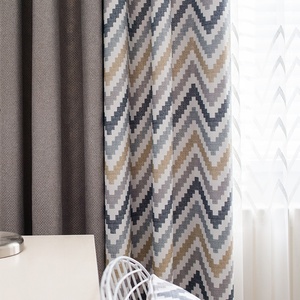 Nordic Style <strong>Striped</strong> Drapes Heavy Window Shading Geometric Blackout <strong>Curtain</strong> for Kitchen Living Room <strong>Linen</strong> Wave Church Drapes - Product Image 4