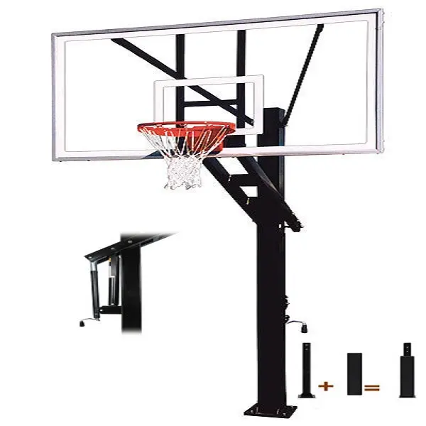 Inground स्टील समायोज्य बास्केटबॉल घेरा Padding के साथ पूर्ण आकार समायोज्य Inground आउटडोर बास्केटबॉल खड़े हो जाओ (वास्तविक चित्र)