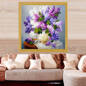<span class=keywords><strong>Peinture</strong></span> diamantée à faire soi-même, vase <span class=keywords><strong>de</strong></span> <span class=keywords><strong>fleur</strong></span> <span class=keywords><strong>violette</strong></span>, broderie diamantée ronde, décoration intérieure européenne - Product Image 2