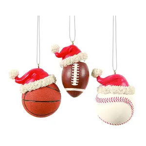 Suspendu Basketball rugby football joueur de baseball X-mas Décor Résine Noël Sport Chapeau Ornement Suspendu