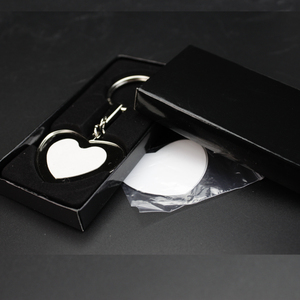 Chất lượng cao đôi bên in ấn Keychain hình trái tim trống thăng hoa móc khóa kim loại - Product Image 3