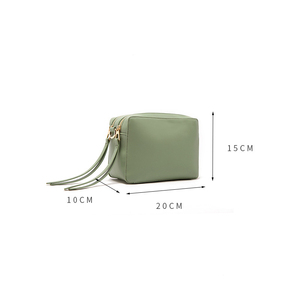 Angedanlia nouvelle arrivée <span class=keywords><strong>mini</strong></span> <span class=keywords><strong>vert</strong></span> double fermeture éclair personnalisé PU <span class=keywords><strong>sac</strong></span> à bandoulière avec cercle en métal accessoires - Product Image 2