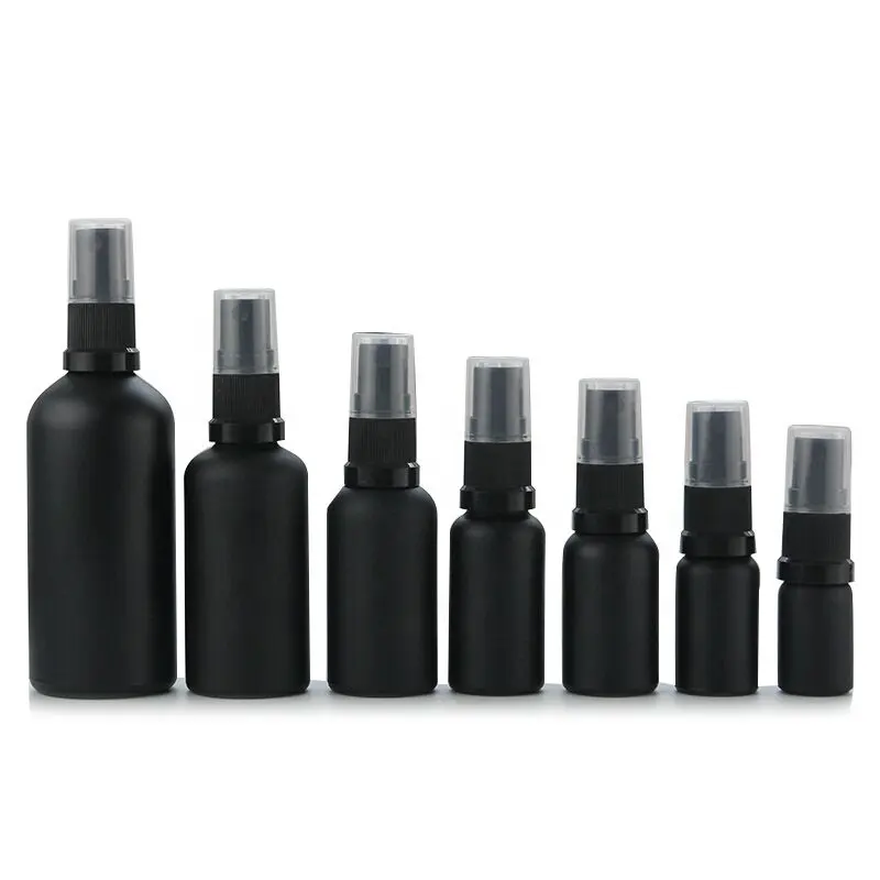 5ml 10ml 15ml 20ml 30ml 50ml 100ml Frost Black Glass Perfume Spray Bottle with Mist Spray Cap Essential Oil Spray Bottle Glass