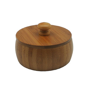 <span class=keywords><strong>Calebasse</strong></span> Servant Fait à La Main Ronde Acacia Couvercle En Bambou Bol Bol En Bois - Product Image 1