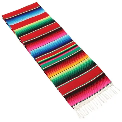 Rainbow Crochet Grosso Tecido De Lã Acrílica Cobertor Mexicano Serape Yoga Falsa