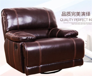 Luxuriöser Schaukelstuhl aus Vollnarbenleder mit Drehfunktion, Komfortabler Heimkino-Sessel - Product Image 2