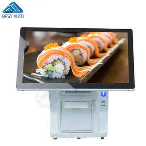 Alle In Een Dubbel Scherm Pos Computer 15.6 Inch Kassa Tafel Pos Systeem Windows10 Met 80Mm Printer