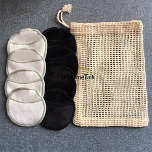 Tampons démaquillants ronds en velours de bambou écologiques réutilisables Customerlized avec poche et sac en coton Meshbag - Product Image 1