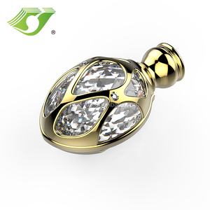 ZN-F0011 cristal ellipsoïde tringle à rideau de fer embouts, métal tête de rideau, rideau faîteaux - Product Image 1
