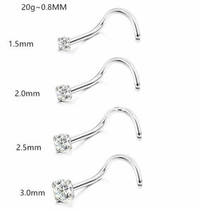 Khuyên Mũi Bằng Thép Phẫu Thuật 20G <span class=keywords><strong>CZ</strong></span> Curve Khuyên Mũi Trang Sức Cơ Thể - Product Image 4
