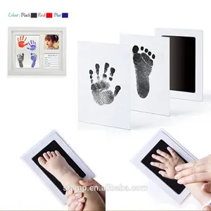 baby handprint kit footprint clean touch ink pad and paw print stamp