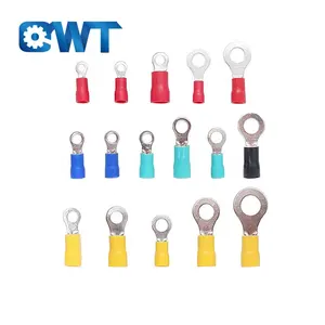 Conectores de crimpado de Cable eléctrico, terminales de anillo de nailon, tipo Ojo de cobre QWT 8 Awg