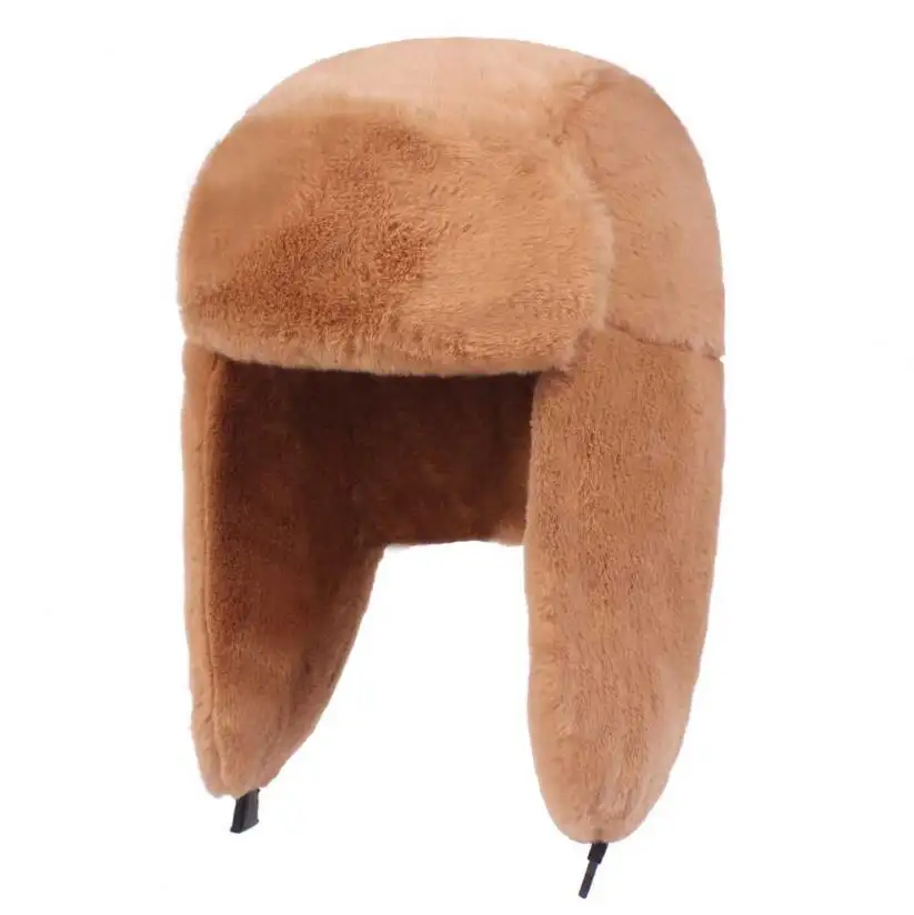 Topi Jerami Kelinci Lei Feng Topi Trapper Bulu Hangat Gaya Rusia Bulu Topi Penutup Telinga Musim Dingin Disesuaikan Topi Bordir Bulat Logo Kustom