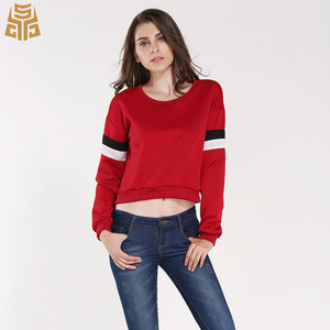 Mujeres sudadera empalmado de manga larga <span class=keywords><strong>jersey</strong></span> de cuello redondo de Color <span class=keywords><strong>blanco</strong></span> y negro a rayas de sudadera - Product Image 5
