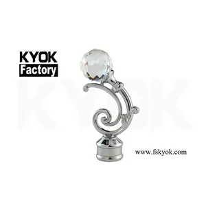 KYOK White Curtain Rod Flower Finials Cappuccio terminale rotondo in cristallo con tappi terminali in metallo
