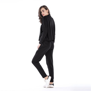OEM ODM manga larga de Color sólido Chaqueta corta pantalones Sexy de dos piezas pantalones conjunto de ropa de las mujeres - Product Image 6