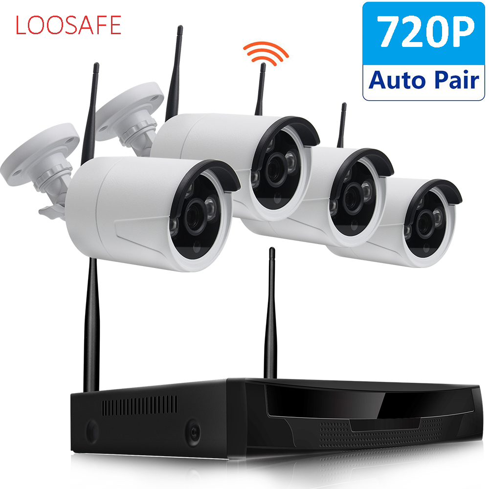 720P беспроводные камеры безопасности system 4CH hd камеры Водонепроницаемый металлический ИК ночного видения камеры