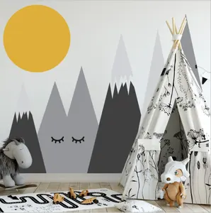 Mountains Woodland Baby Nursery Wall Decal,Nursery Decor pegatina de pared extraíble para habitación de niños guardería