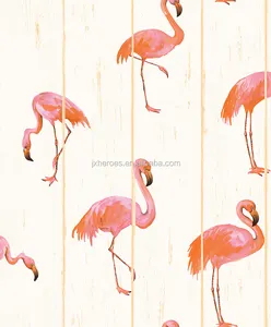 Thành Phố Lãng Mạn Flamingo Mô Hình Hạt Gỗ Nền Phòng Khách Phòng Ngủ Trang Trí PVC Hình Nền